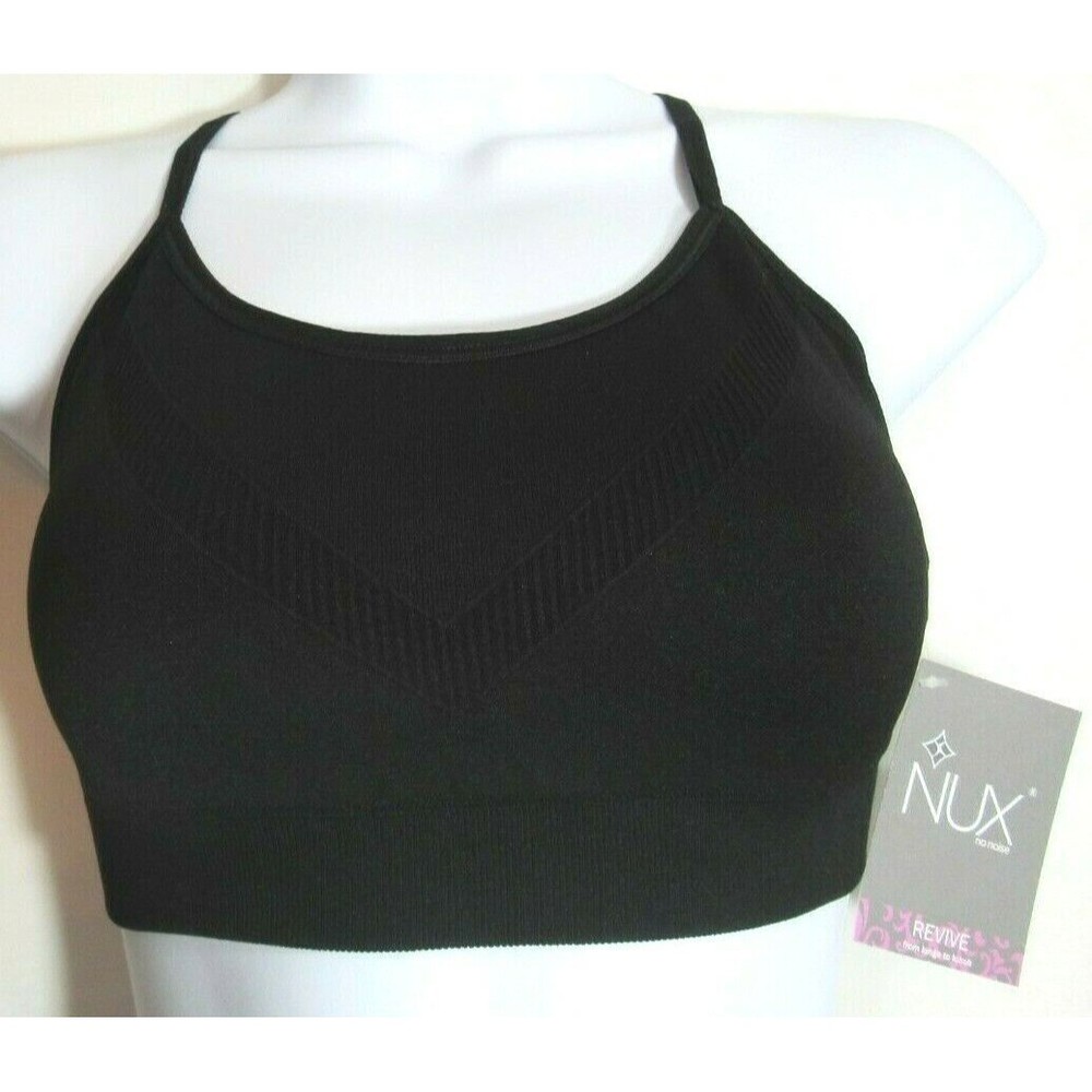 NUX Black Adj Strap Racerback Athletic Sports Bralette Size S NWT